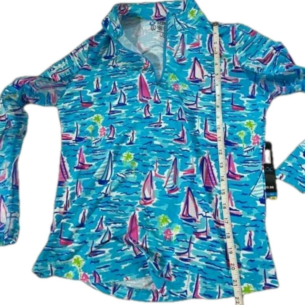 IBKUL Long Sleeve Sailboat Zip Mock Neck Top, Size XS - Picture 3 of 10